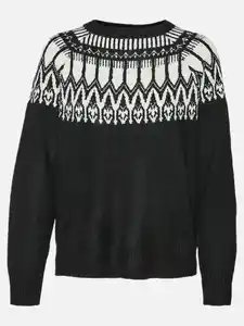 Vero Moda VMSIMONE LS NORDIC Pullover Schwarz