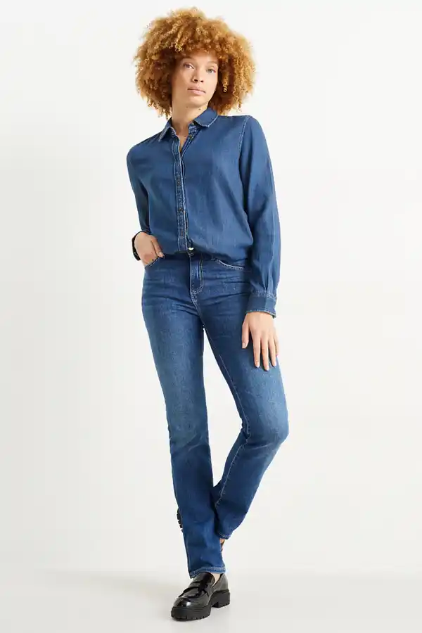 Bild 1 von C&A Straight Jeans-Mid Waist-LYCRA®, Blau, Größe: 40