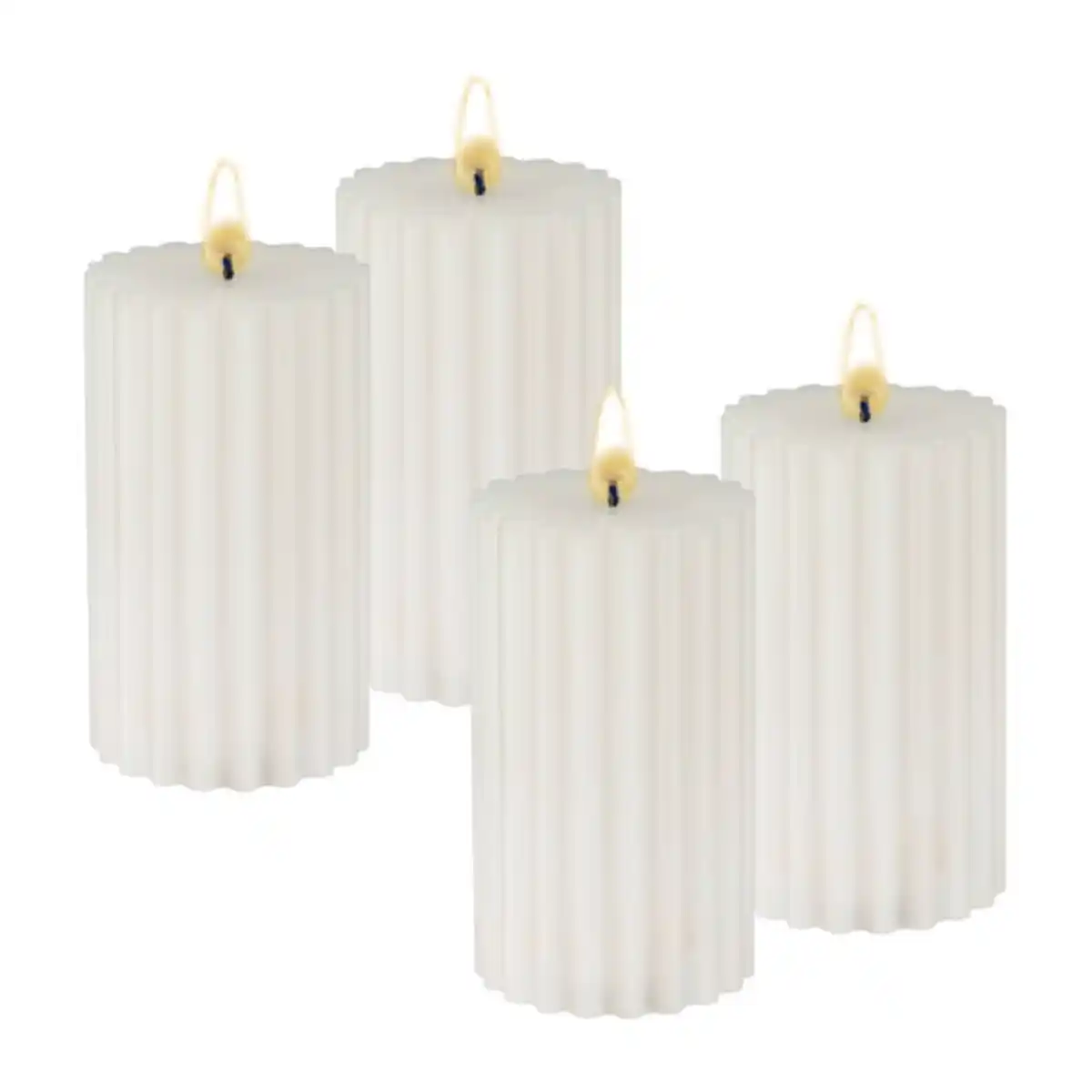 Bild 1 von LED-Echtwachskerzen, gerippt, weiß, 2 x 2er Set