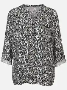 Damen Bluse mit Alloverprint Schwarz