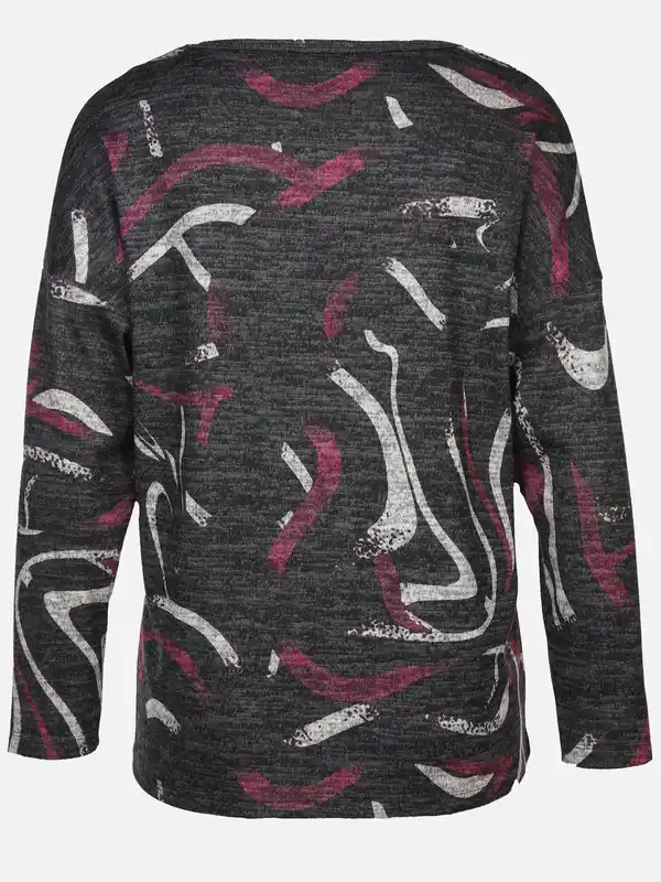 Bild 2 von Damen Print Flauschshirt mit Strasssteinchen Rot