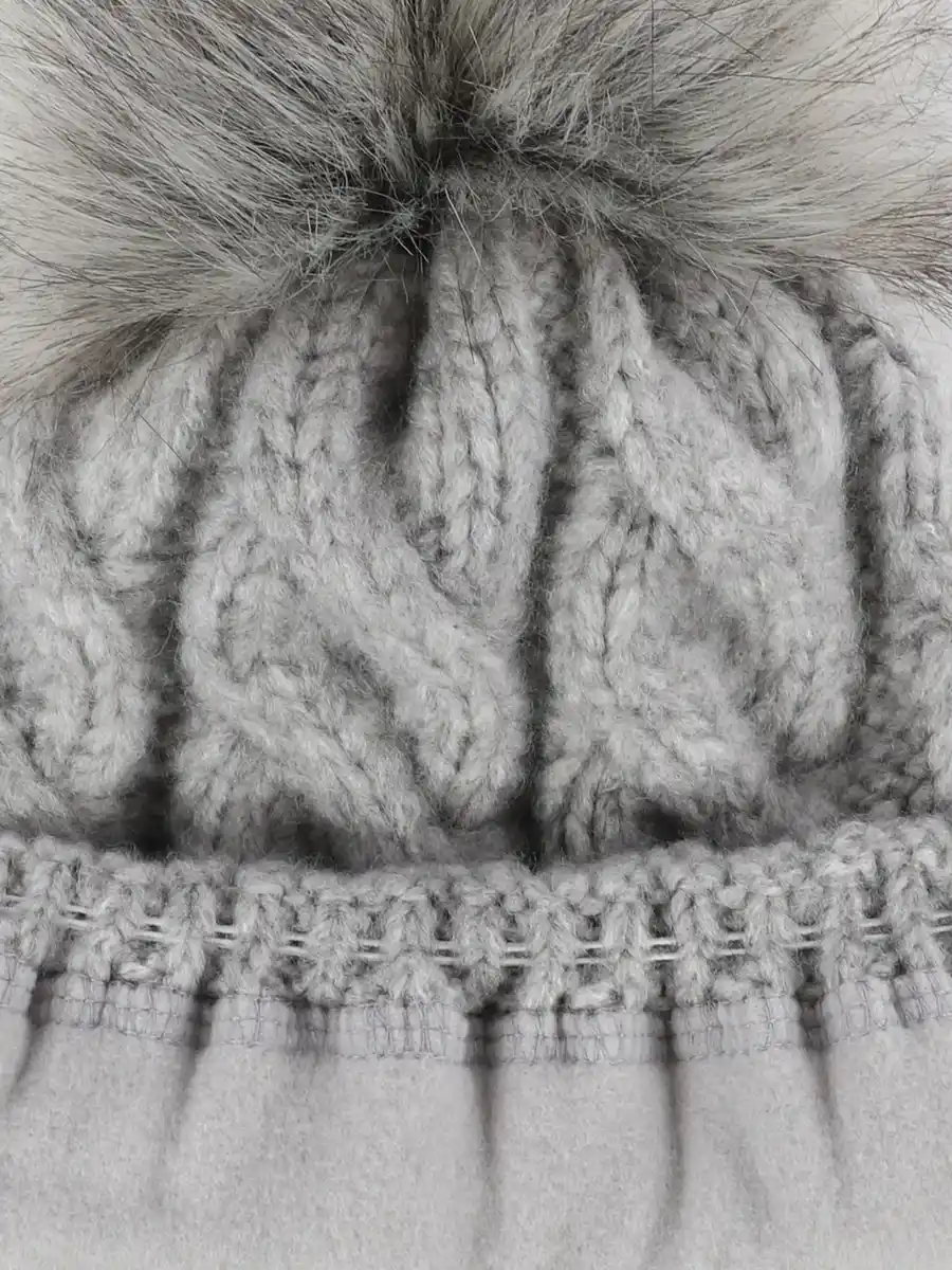 Bild 2 von Damen Strickmütze mit Bommel Silber