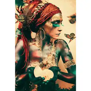 Bild, Mehrfarbig, Gold, Kunststoff, 90x135 cm, einfache und schnelle Anbringung, Bilder, Gerahmte Bilder