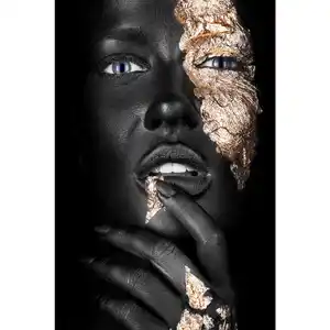 Bild, Grau, Schwarz, Gold, Kunststoff, rechteckig, 90x135 cm, Bilder, Gerahmte Bilder