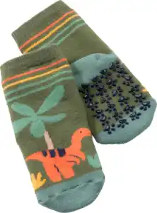 ALANA ABS Socken mit Dino-Motiv, grün & orange & gelb, Gr. 23/26