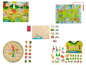 Playtive Labyrinth-Spiel / Stempelpuzzle / Uhrenpuzzle / Fädelspiel / Magnet-Labyrinth