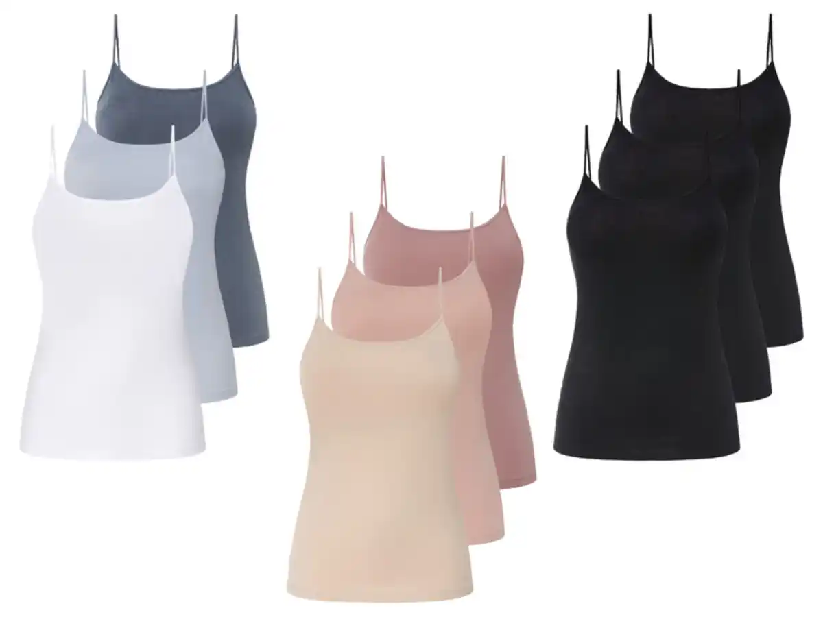 Bild 1 von esmara® Damen Spaghettitops, 3 Stück, hoher Baumwollanteil