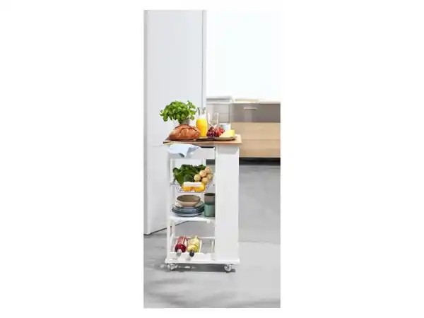 Bild 3 von LIVARNO home Küchentrolley, mit ausziehbarem Metallkorb, Ablagefläche und Weinregal