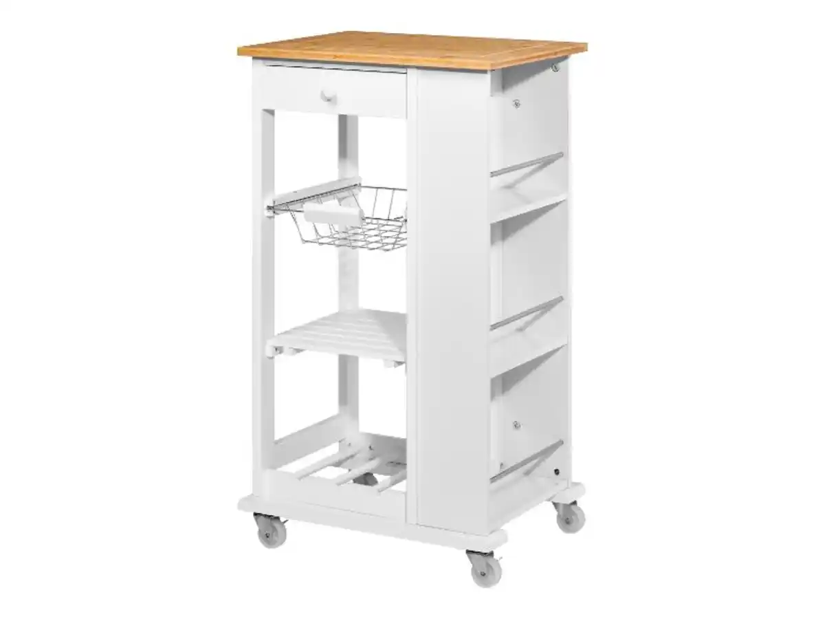 Bild 4 von LIVARNO home Küchentrolley, mit ausziehbarem Metallkorb, Ablagefläche und Weinregal