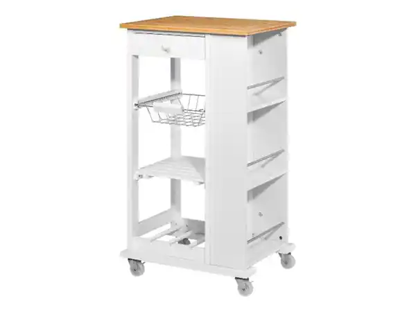 Bild 4 von LIVARNO home Küchentrolley, mit ausziehbarem Metallkorb, Ablagefläche und Weinregal