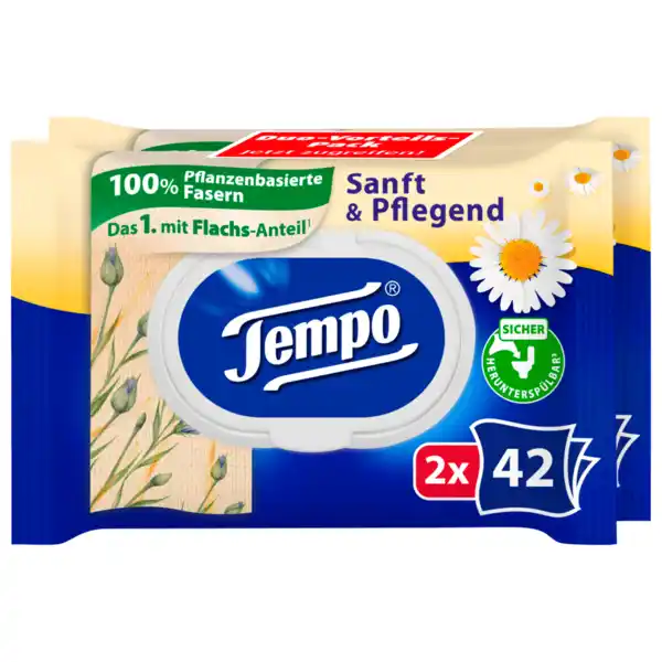 Bild 1 von Tempo feuchte Toilettentücher sanft & pflegend 2x42 Tücher