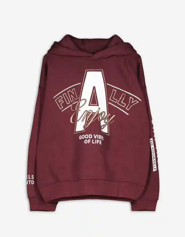 Bild 1 von Kinder Hoodie - Glitzerprint - dunkelrot