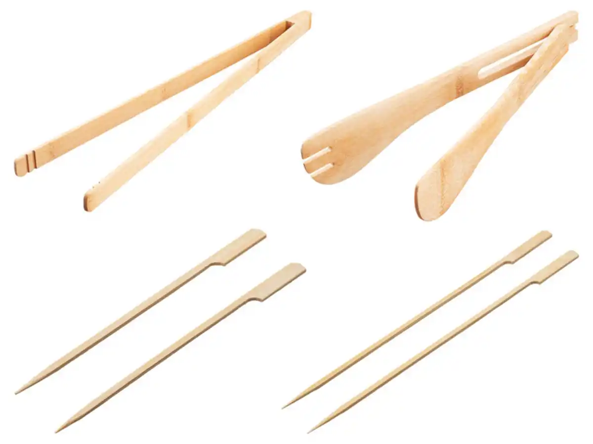 Bild 1 von GRILLMEISTER Grillspieße / Grillzange / Salatzange, Bambus
