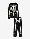 Bild 1 von Kinder Pyjama Set aus Langarmshirt und Hose  - Leuchtet im Dunklen - schwarz
