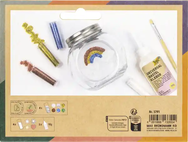 Bild 2 von folia BIO Glitter-Set, 10 Dosen +1 Kleber 90g