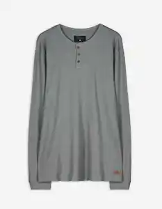 Herren Langarmshirt - Henley-Ausschnitt - dunkelgrün