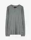 Bild 1 von Herren Langarmshirt - Henley-Ausschnitt - dunkelgrün