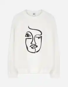 Damen Sweatshirt - Stickereien - weiß