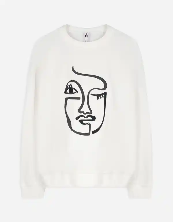 Bild 1 von Damen Sweatshirt - Stickereien - weiß