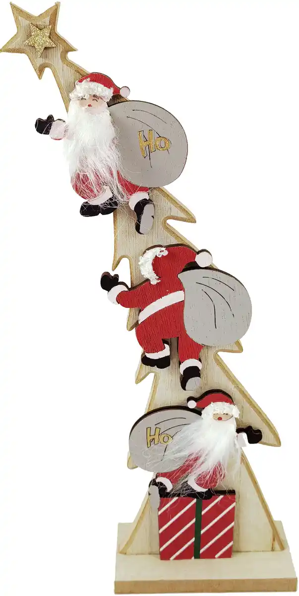 Bild 1 von TrendLine Dekofigur Holz Tannenbaum Weihnachtsmänner 34 x 32 x 36 cm mehrfarbig