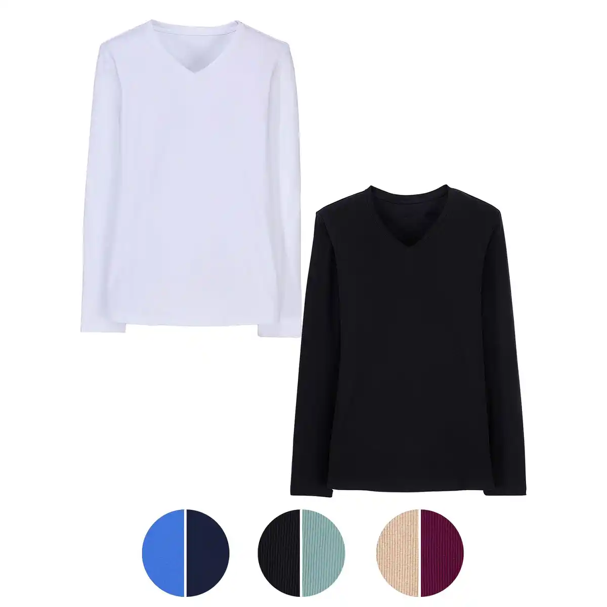 Bild 1 von UP2FASHION WOMEN Damen Basic Langarmshirt, 2er-Packung