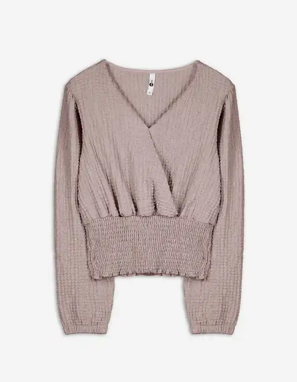 Bild 1 von Damen Langarmshirt - Crinkle-Optik - beige
