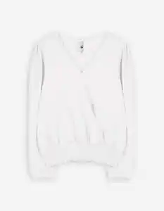 Damen Langarmshirt - Crinkle-Optik - weiß