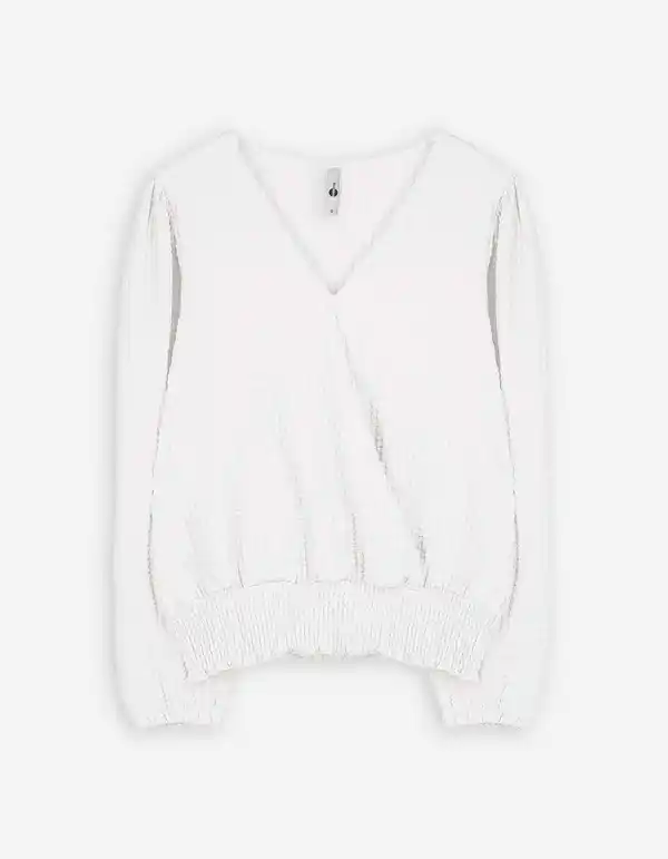 Bild 1 von Damen Langarmshirt - Crinkle-Optik - weiß