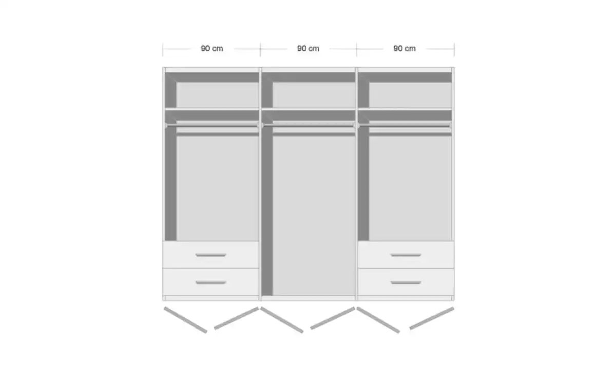 Bild 3 von Rauch - Drehtürenschrank Skandi, seidengrau, 271 x 210 cm, inkl. 4 Schubkästen