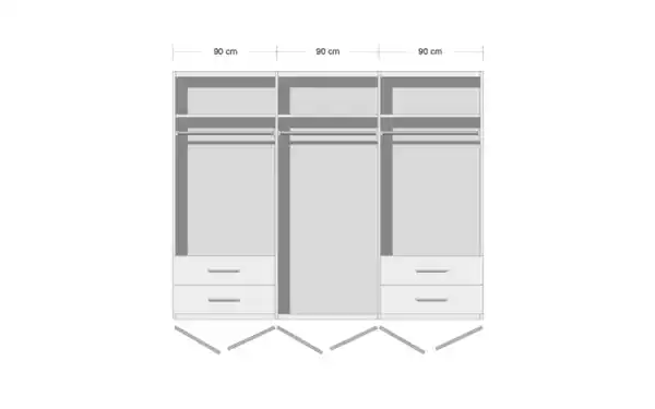 Bild 3 von Rauch - Drehtürenschrank Skandi, seidengrau, 271 x 210 cm, inkl. 4 Schubkästen