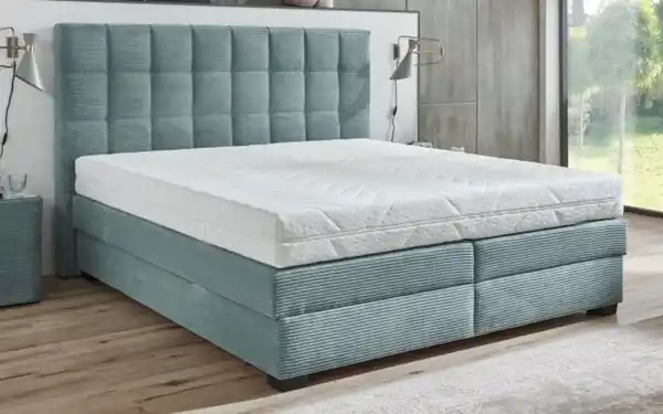 Bild 1 von Oschmann - Boxspringbett OC-BX21088, Cord aqua, 180 x 200 cm, Härtegrad 2 und 3