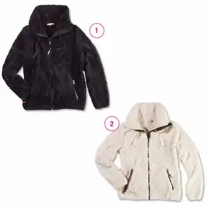 Damen Sherpa Jacke S-XL schwarz und sand