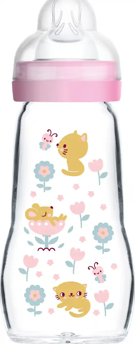 Bild 2 von MAM Feel Good Glass Bottle 260 ml 0+ Monate Katze & Maus