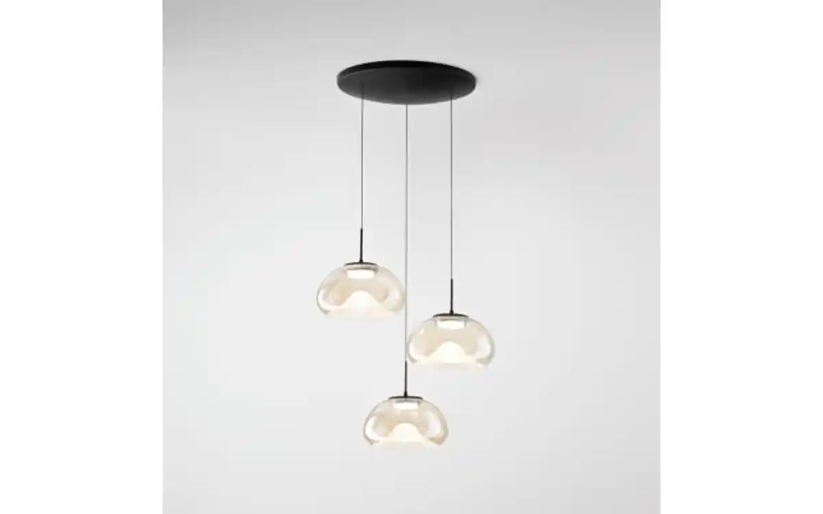 Bild 2 von LED-Pendelleuchte Brena, cognac, 3-flammig, 35 cm, inkl. CCT Steuerung