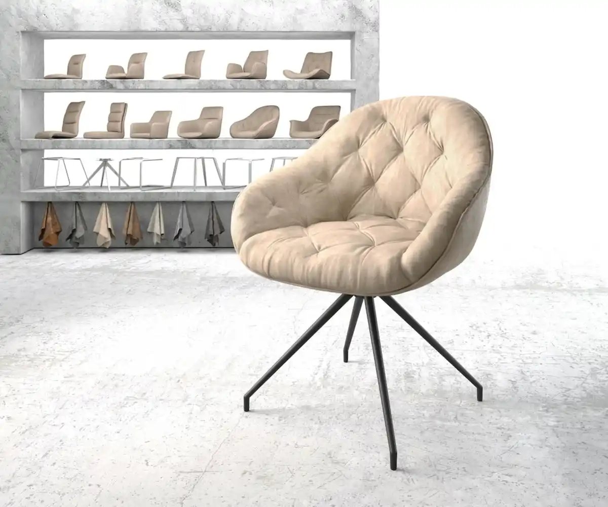 Bild 1 von Drehstuhl Gaio-Flex Beige Vintage Kreuzgestell konisch Schwarz 180° drehbar