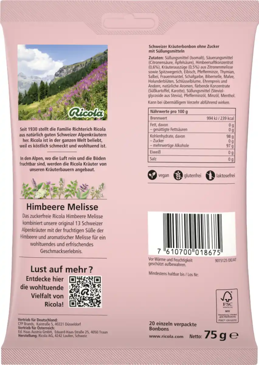 Bild 2 von Ricola Himbeere Melisse Kräuterbonbon, 75 g