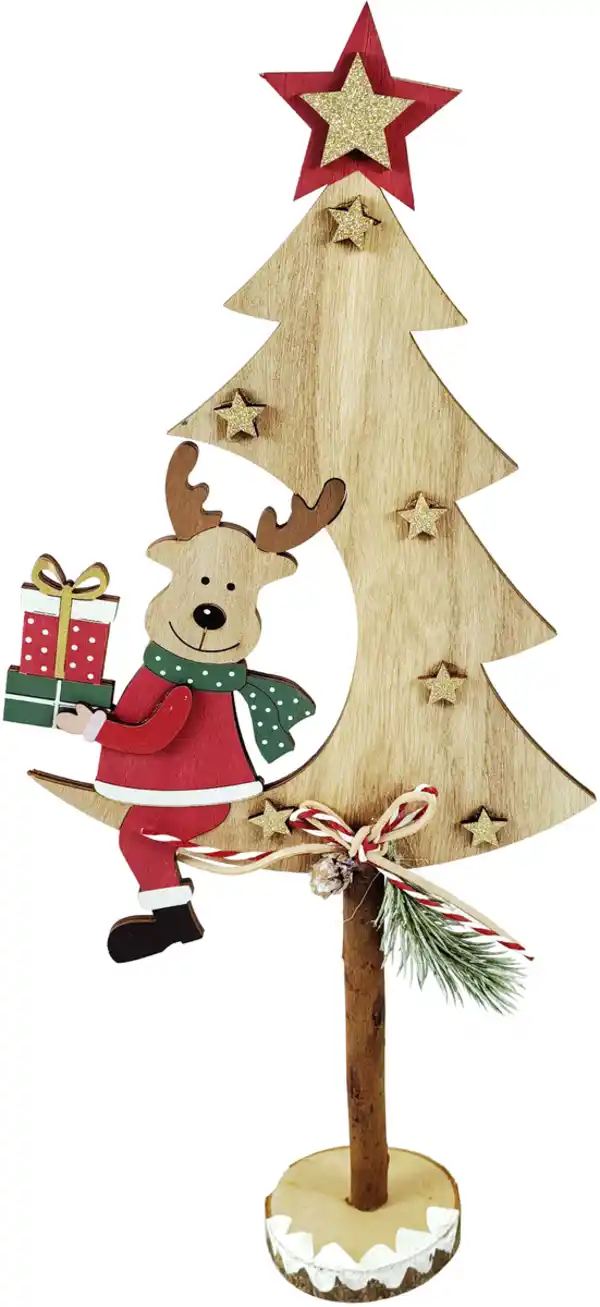 Bild 1 von TrendLine Dekofigur Holz Tannenbaum Reh 45 x 42 x 52 cm mehrfarbig