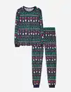 Bild 1 von Damen Pyjama Set aus Langarmshirt und Hose  - Christmas - dunkelblau