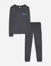 Bild 1 von Kinder Pyjama Set aus Langarmshirt und Hose  - Rückenprint - dunkelgrau