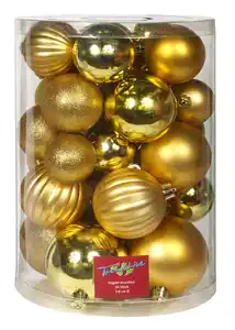 TrendLine Weihnachtskugeln bruchfest Ø 5 - 8 cm gold 34 Stück