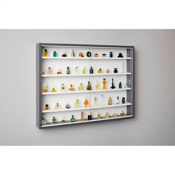 Bild 1 von Inter Link Sammlervitrine Gewürzschrank Hängevitrine Wandregal Collecty - Grau/Weiss