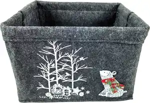 TrendLine Deko Korb Filz Weihnachten 36 x 28 x 23 cm grau