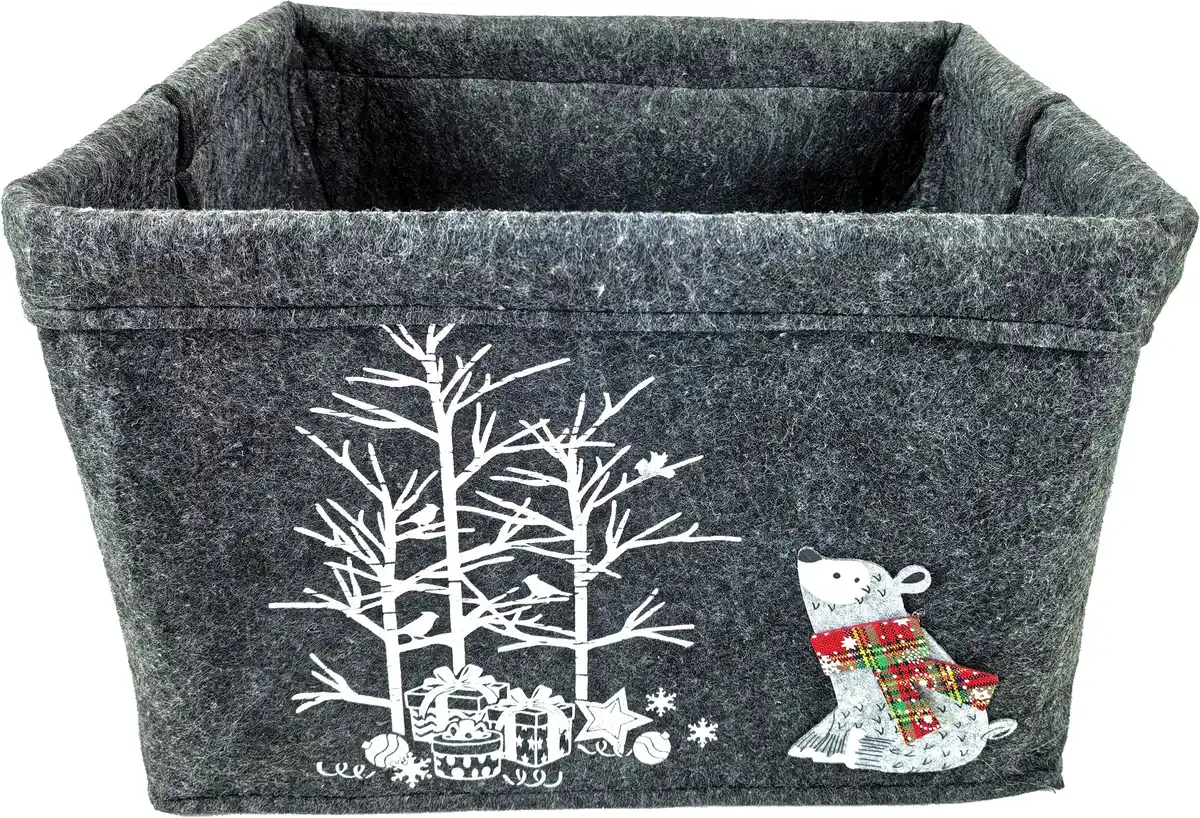Bild 1 von TrendLine Deko Korb Filz Weihnachten 36 x 28 x 23 cm grau