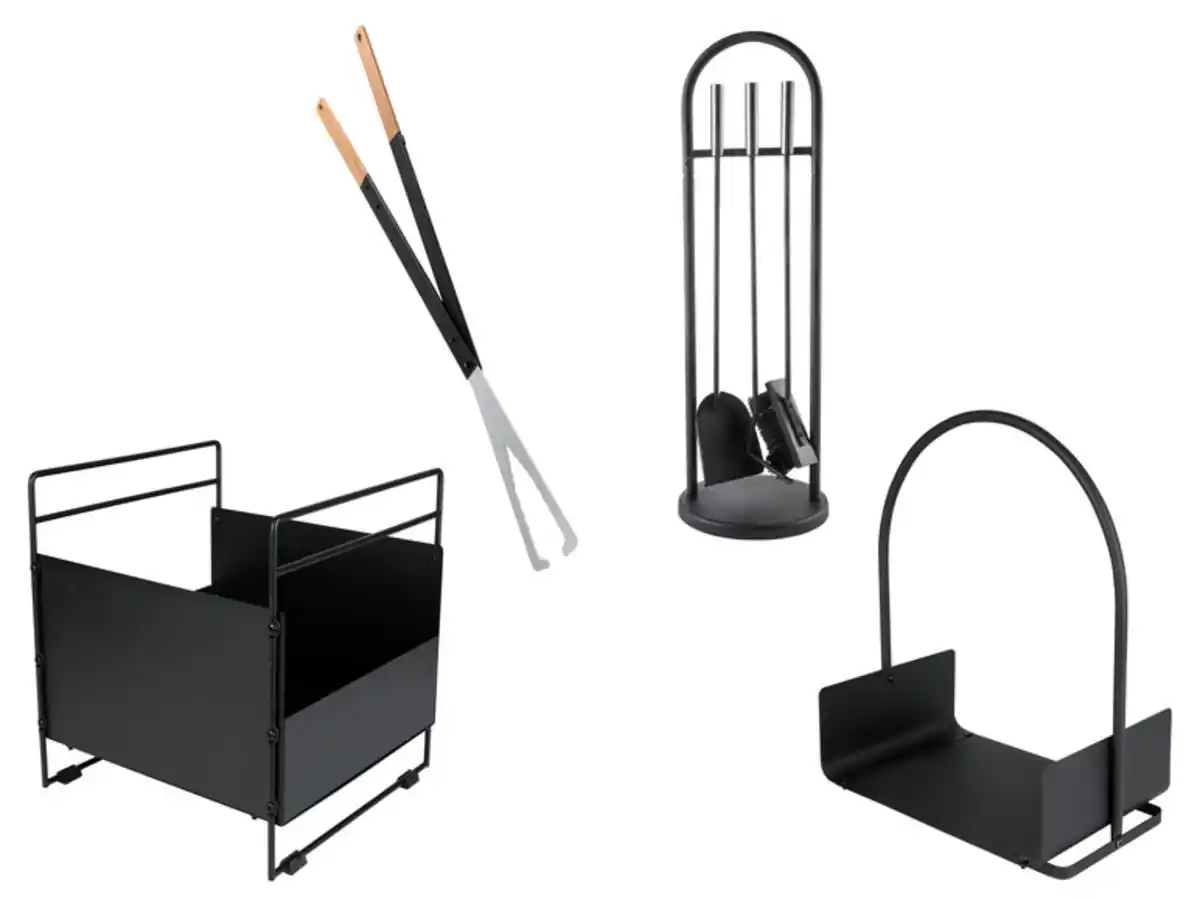 Bild 1 von LIVARNO home Kaminbesteck; Feuerholzablage; Feuerholzzange; Feuerholzkorb