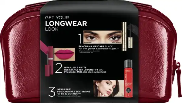 Bild 2 von L’Oréal Paris Panorama Mascara + Infaillible Matte + Setting Mist + Beauty Bag Geschenkset