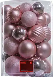 TrendLine Weihnachtskugeln bruchfest Ø 5 - 8 cm rosé 34 Stück