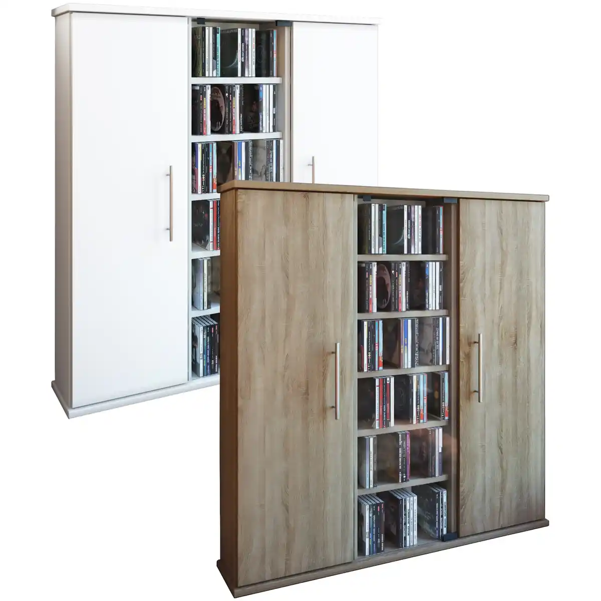 Bild 1 von VCM Holz CD DVD Stand Regal Schrank Aufbewahrung Standregal Santo Glastür