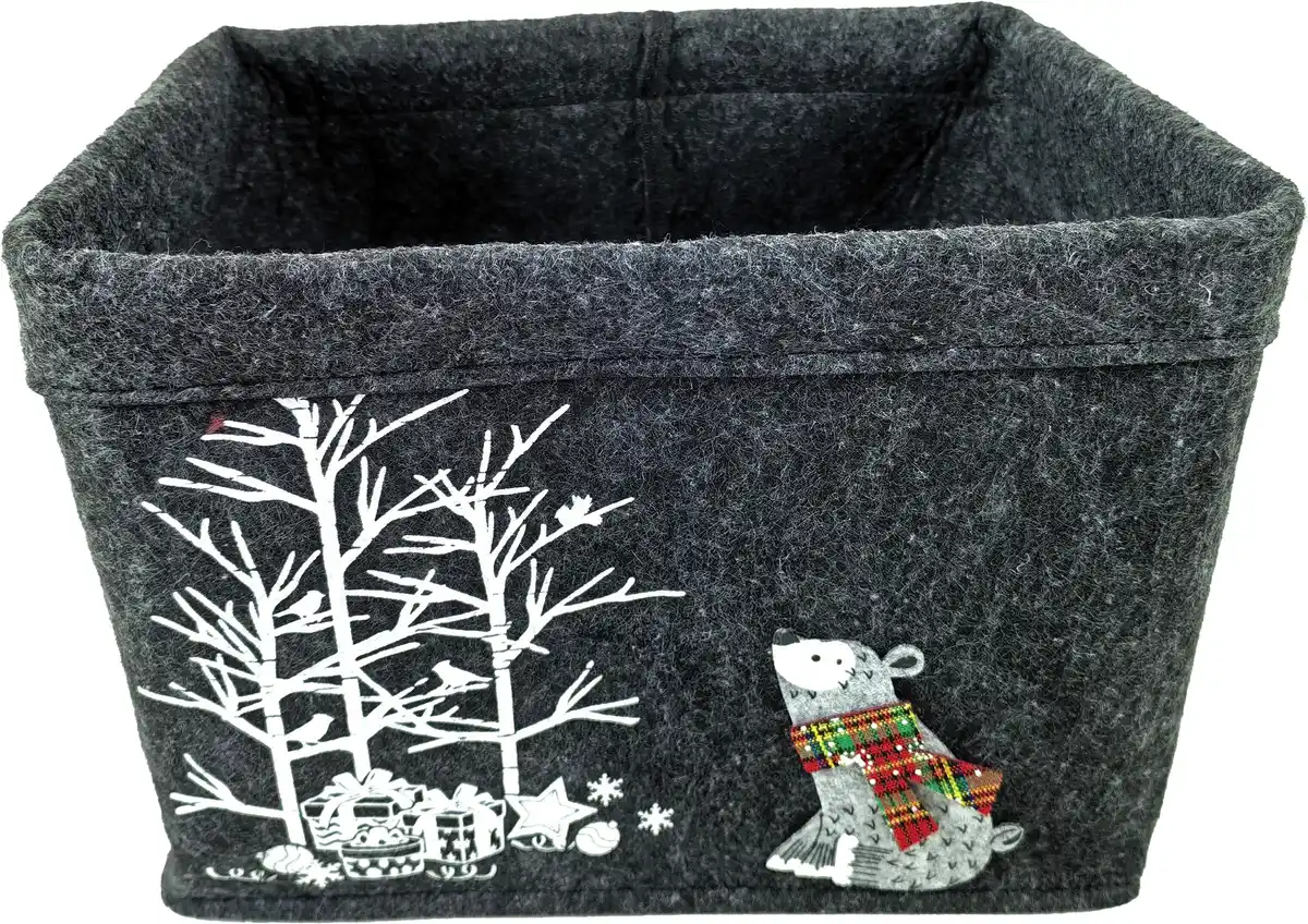 Bild 1 von TrendLine Deko Korb Filz Weihnachten 27 x 21 x 20 cm grau