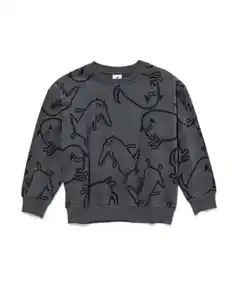 Oversized-Sweater, Print dunkelgrau