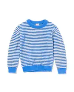 Kinderpullover mit flauschigen Streifen blau